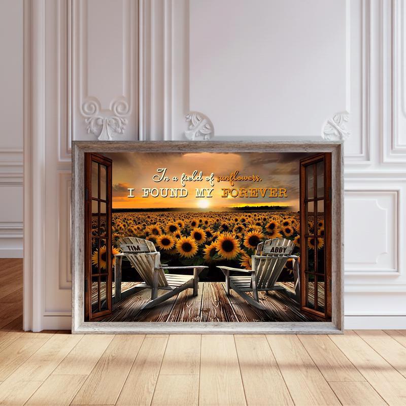 Love Blooms, Found My Forever Sunflower Canvas Gift - Personalize Wall Art