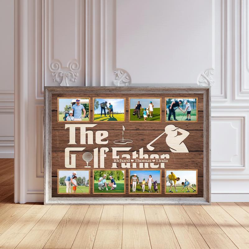 The Golf Father Photo Collage - Personalized Father's Day Canvas - Personalize Wall Art