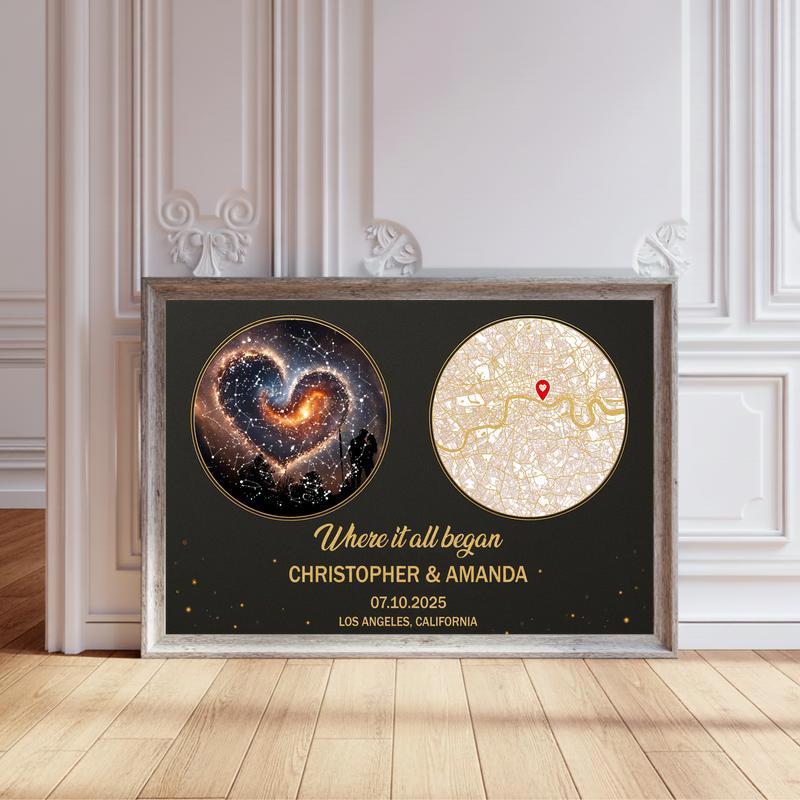 The Map Of Where Our Story Began - Custom First Date Canvas - Personalize Wall Art