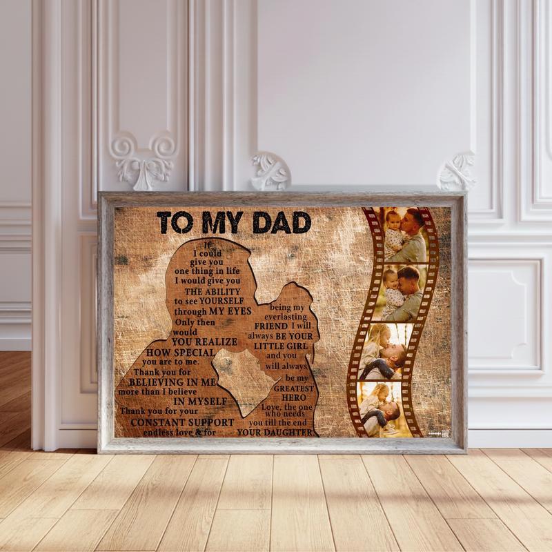 Daughter's Forever Love Dad's Custom Photo Canvas Gift - Personalize Wall Art
