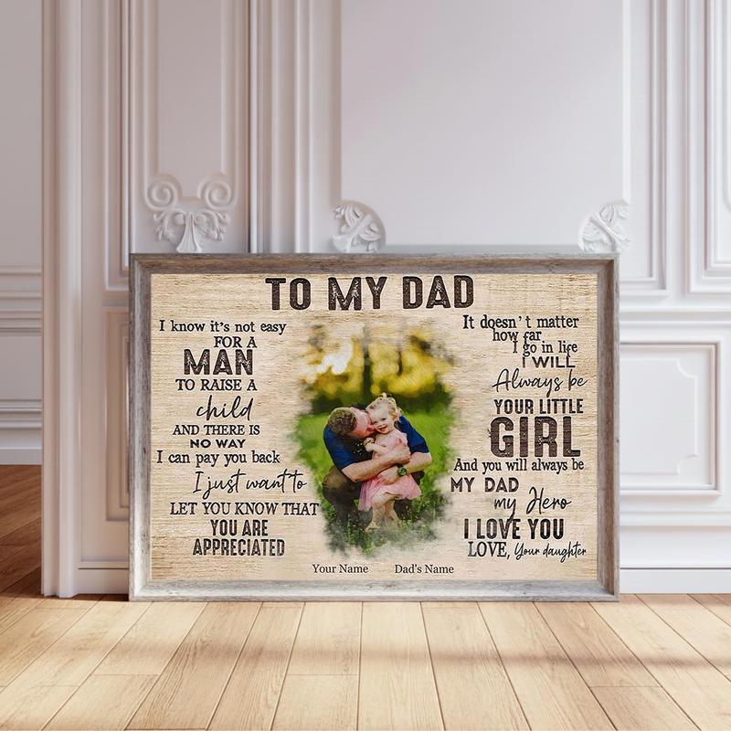 A Daughter's Heart Custom Dad Canvas Gift Keepsake - Personalize Wall Art