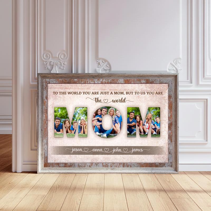 She Is My World Photo Canvas Keepsake Personalized Mom Gift - Personalize Wall Art