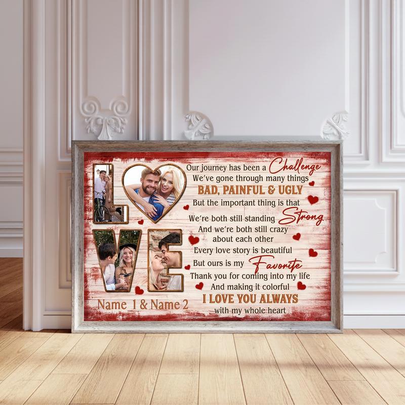 Valentine’s Day Gift Ideas - Custom Couple Photo Collage Canvas Canvas - Personalize Wall Art