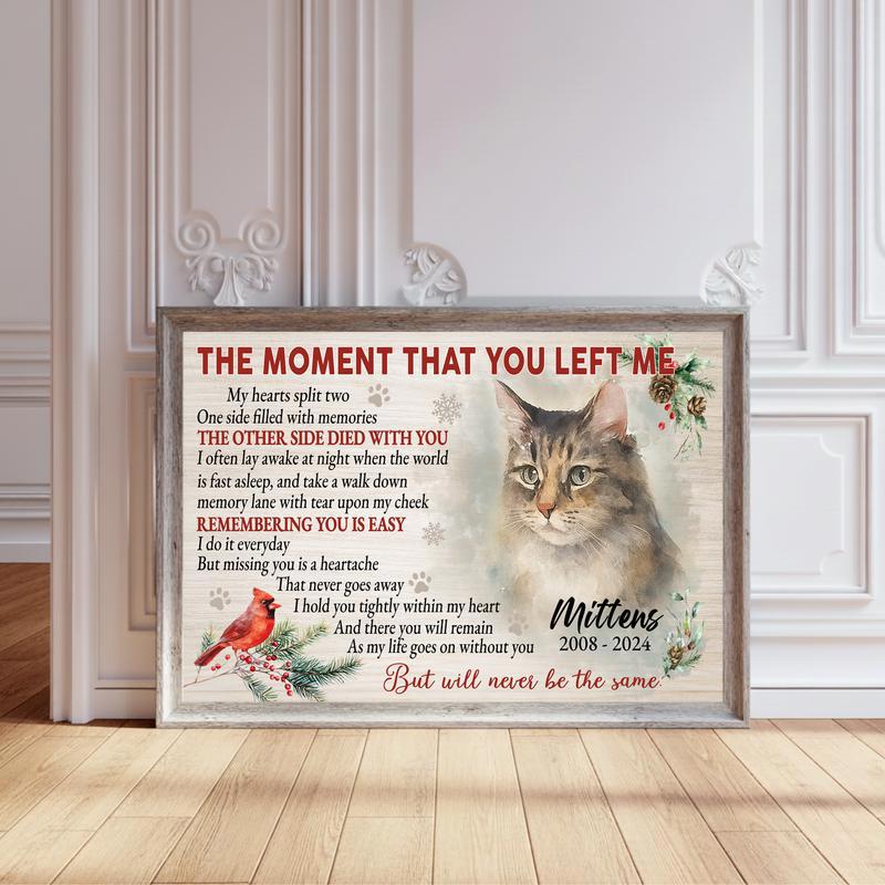 Watercolor Cat Memorial Keepsake - Personalized Christmas Canvas - Personalize Wall Art