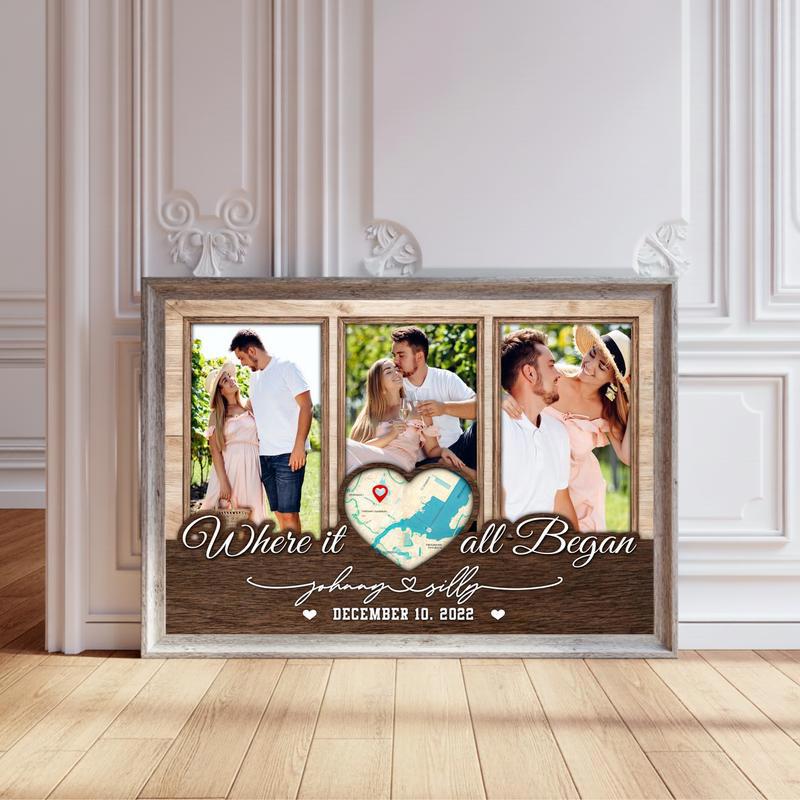 Personalized Love Story's Map Canvas Wall Art Gift - Personalize Wall Art