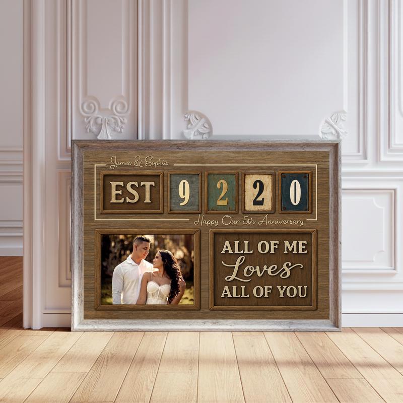 Year Together Couple Gift - Custom Established Date Canvas - Personalize Wall Art