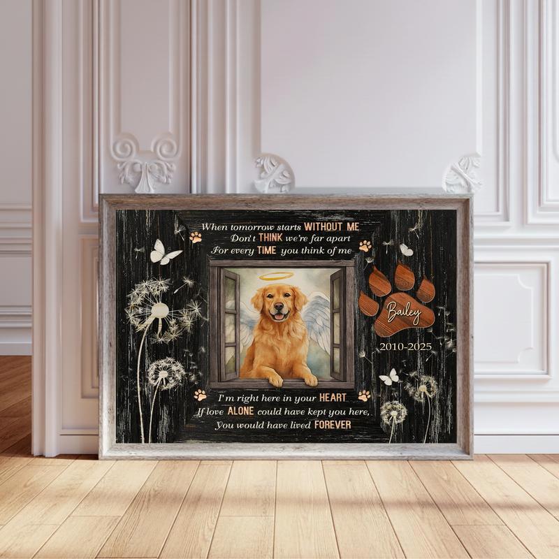 Your Dog's Loving Memory Rustic Photo Frame Canvas - Personalize Wall Art