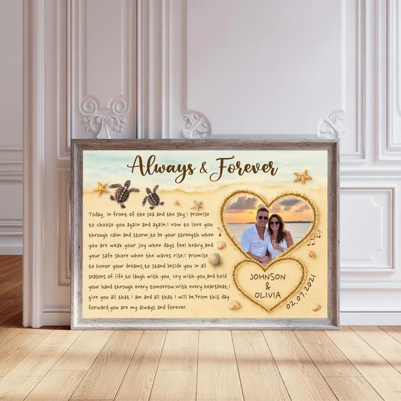 Your Sand & Sea Story - Personalized Wedding Keepsake Canvas - Personalize Wall Art