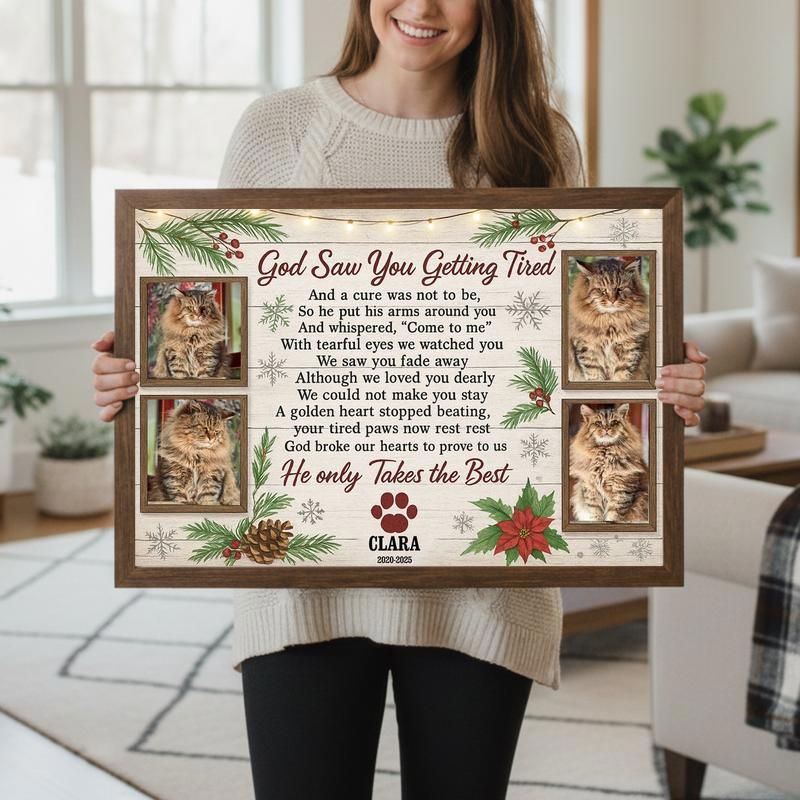 A Christmas Star Forever - Personalized Cat Memorial Photo Canvas