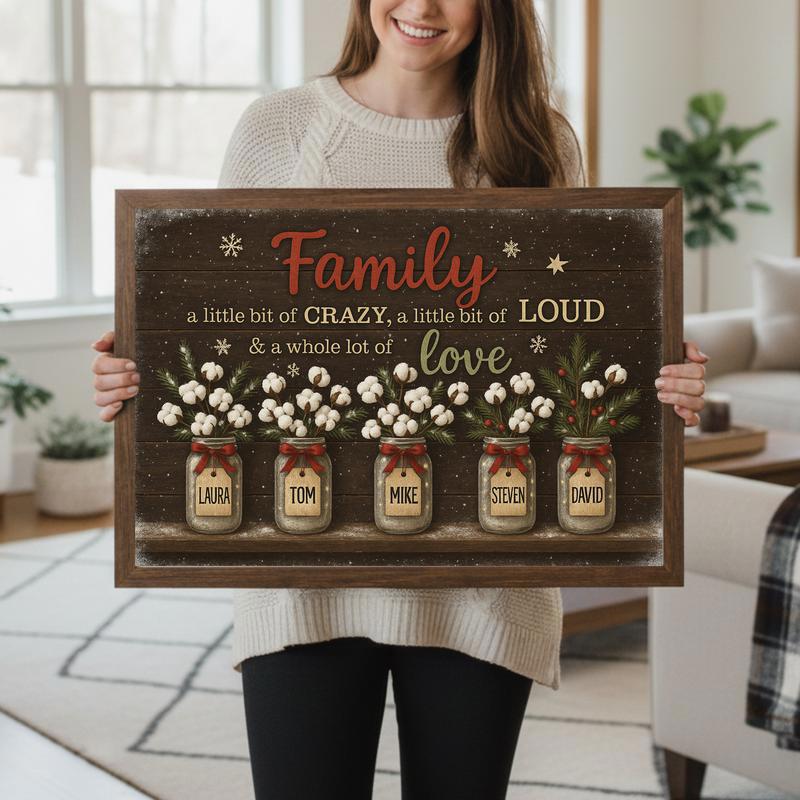 Adorn Your Home - Floral Rustic Christmas Family Quote Canvas