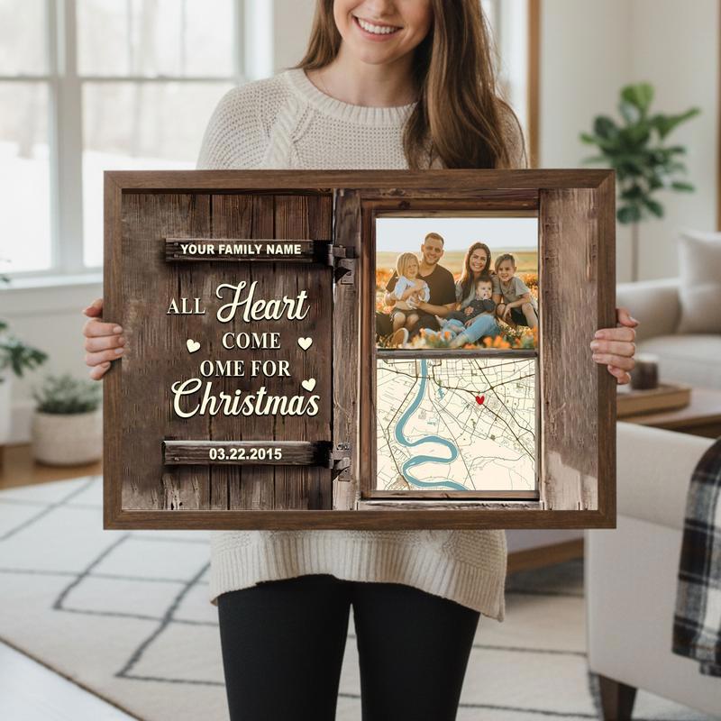 Christmas Home Map Family Photo & Memory Canvas Print