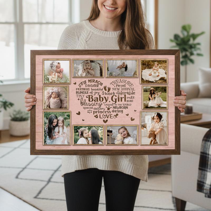 Baby Shower Gift - Custom Baby Girl Photo Milestone Canvas