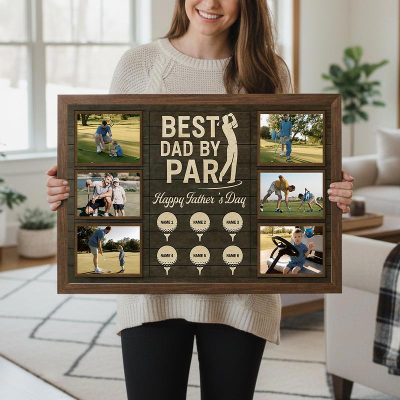 Best Dad By Par Personalized Golf Gift With Kids' Names Canvas