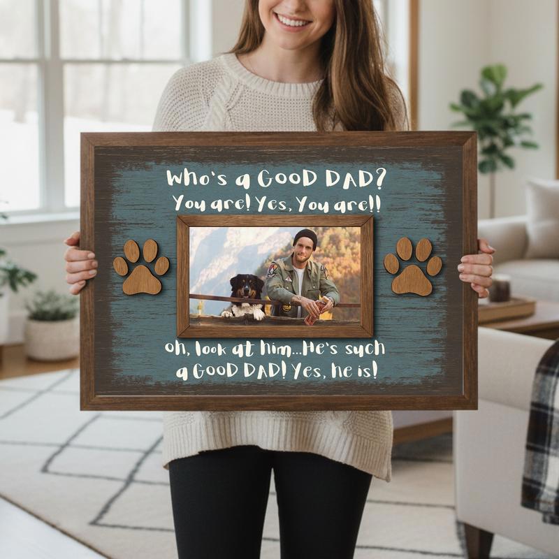 Best Dog Dad Ever - Funny Personalized Photo Keepsake Canvas