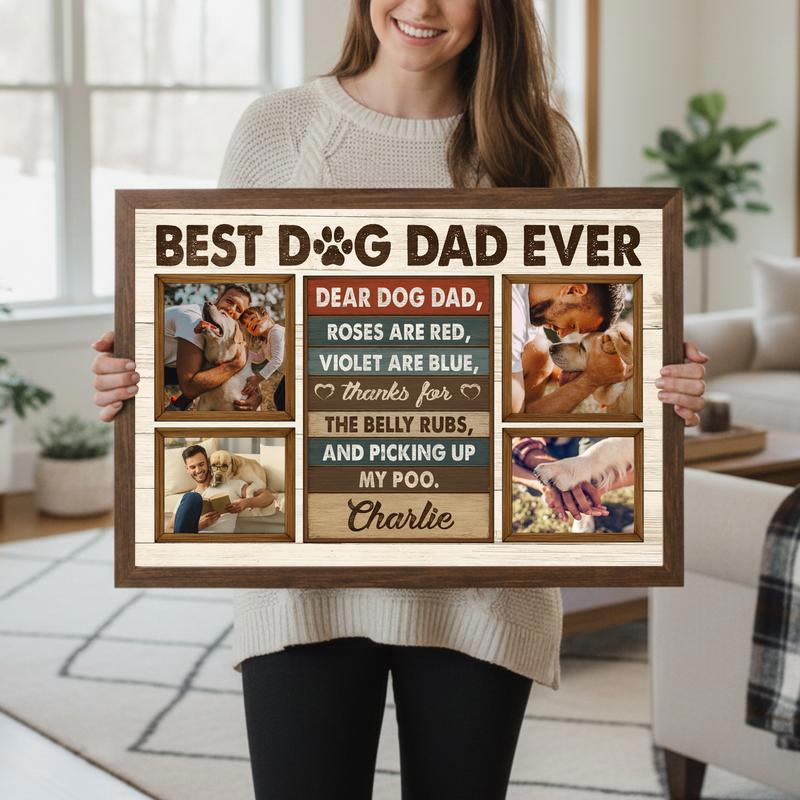 Best Dog Dad Photo Collage - Personalized Father's Day Canvas