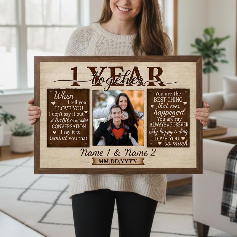 Celebrate 1 Year - Custom Photo Keepsake For The Couple Canvas