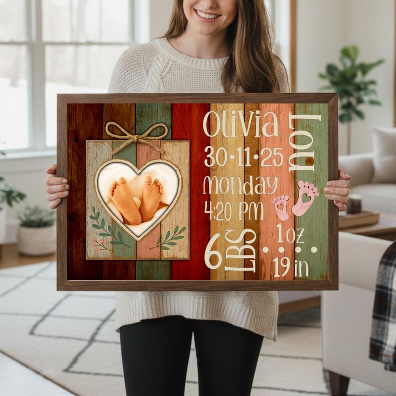 Cherish Baby's Birth - Custom Photo Keepsake & Stats Canvas