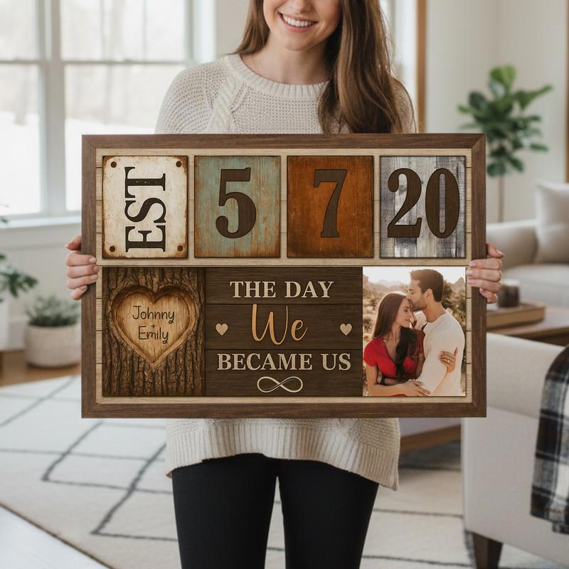 Cherish Couple Milestone - Custom Established Year Photo Canvas