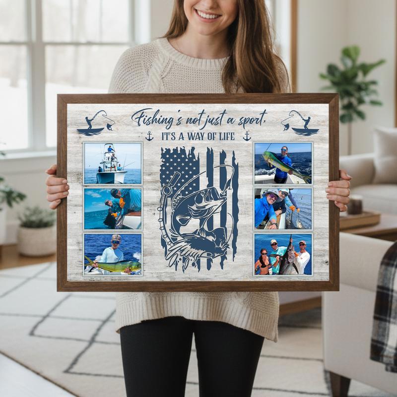 Cherish His Best Catches - Custom Fisherman Photo Keepsake Canvas