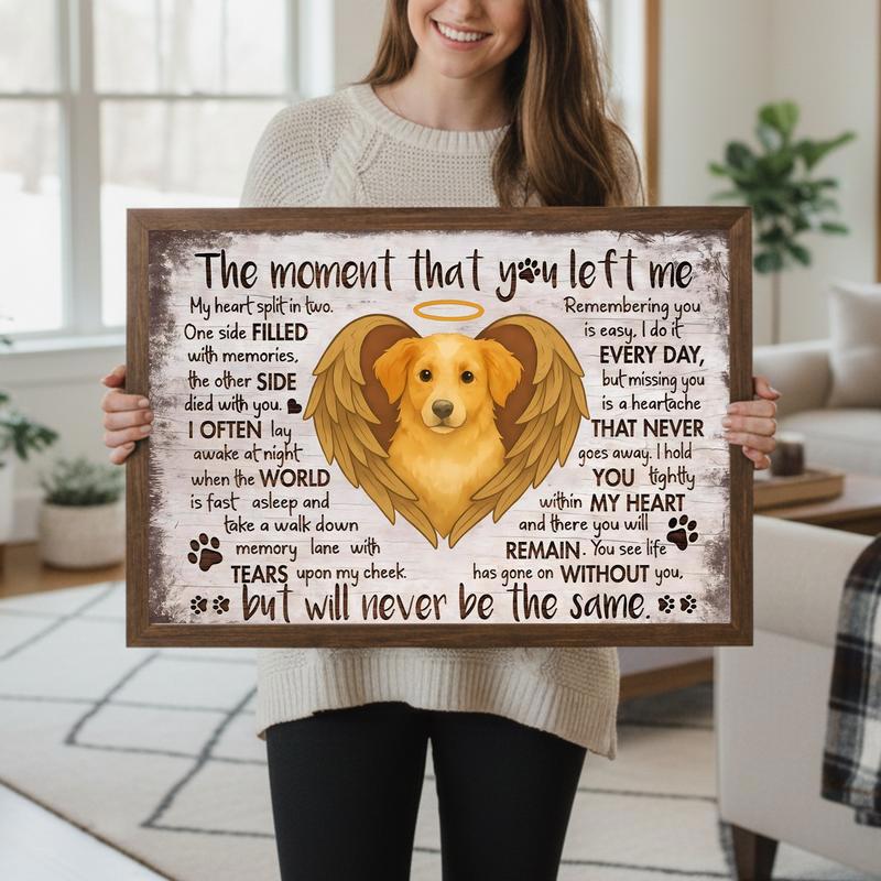 Cherish The Moment - A Rustic Farmhouse Dog Memorial Canvas