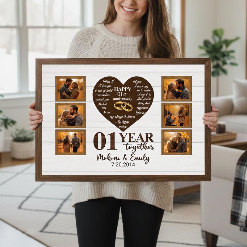 Cherish Your First Year - Personalized Rustic Photo Collage Canvas