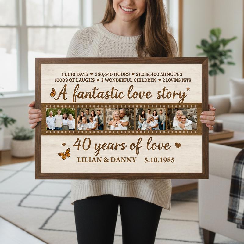 Cherished 40-Year Ruby Anniversary Gift Photo Collage Canvas