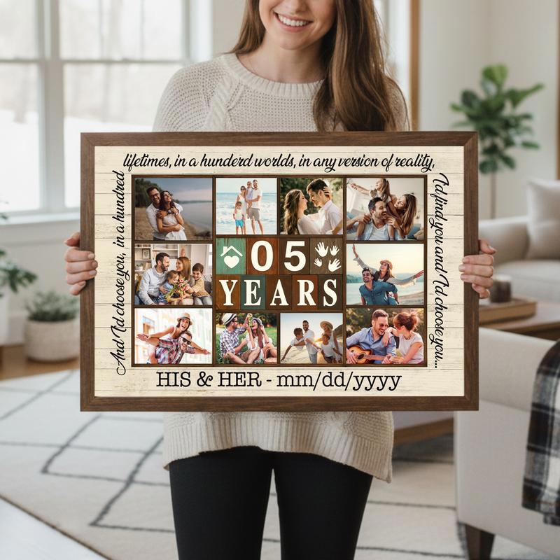 Cherished Years Together - Personalized Photo Collage Canvas Gift