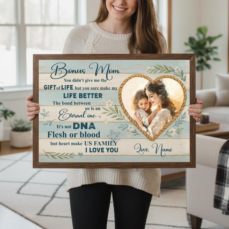 Coastal Farmhouse Wall Art Gift For Stepmom Personalized Canvas