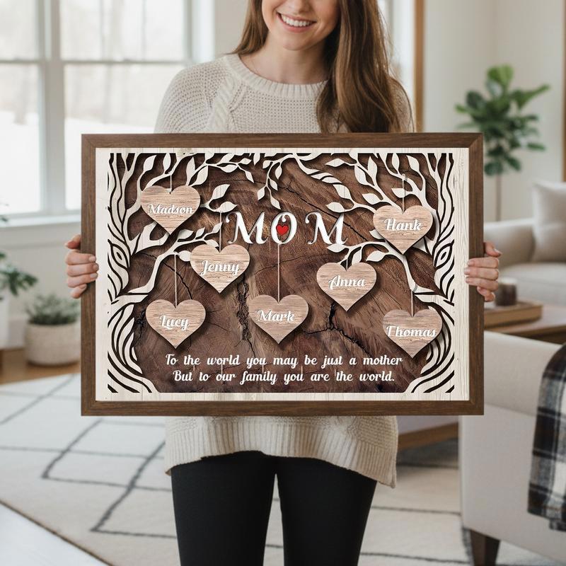 Mother's Love Story Custom Family Tree Canvas with Kids' Names