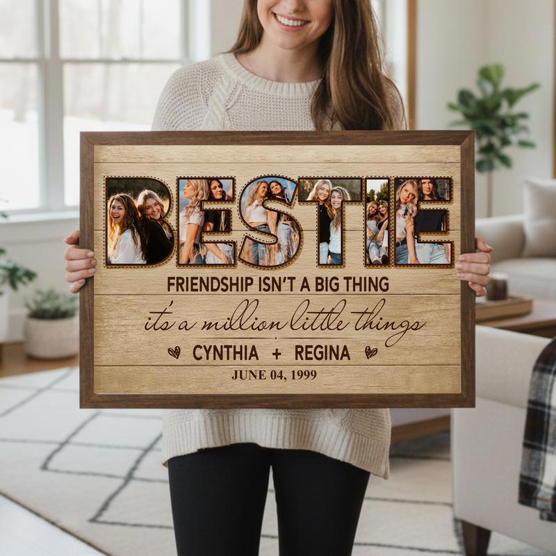 Custom Farmhouse Photo Collage Gift For Your Bestie Canvas