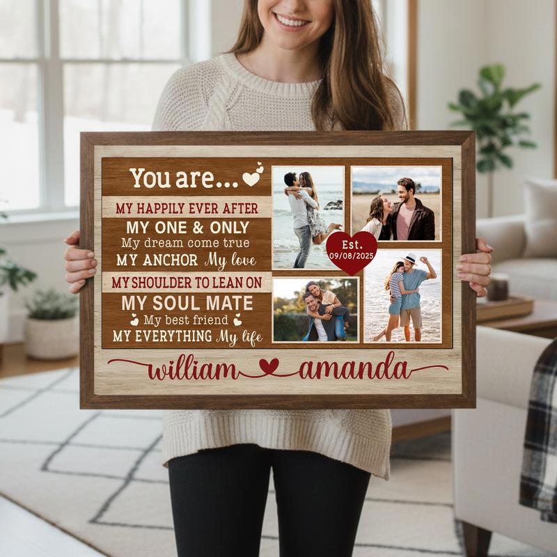 Custom My Happily Ever After Photo Collage Canvas Anniversary