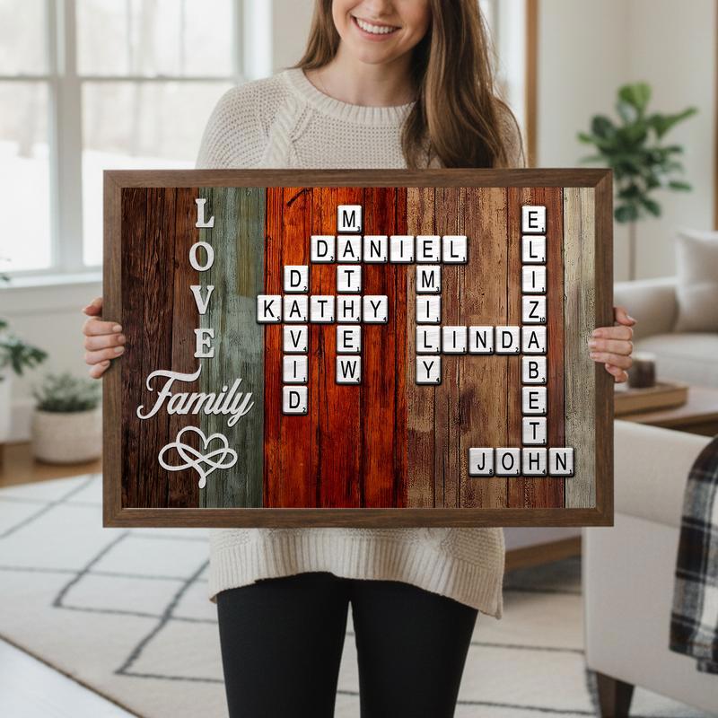 Custom Name Crossword Scrabble Art - Family Legacy Keepsake Canvas