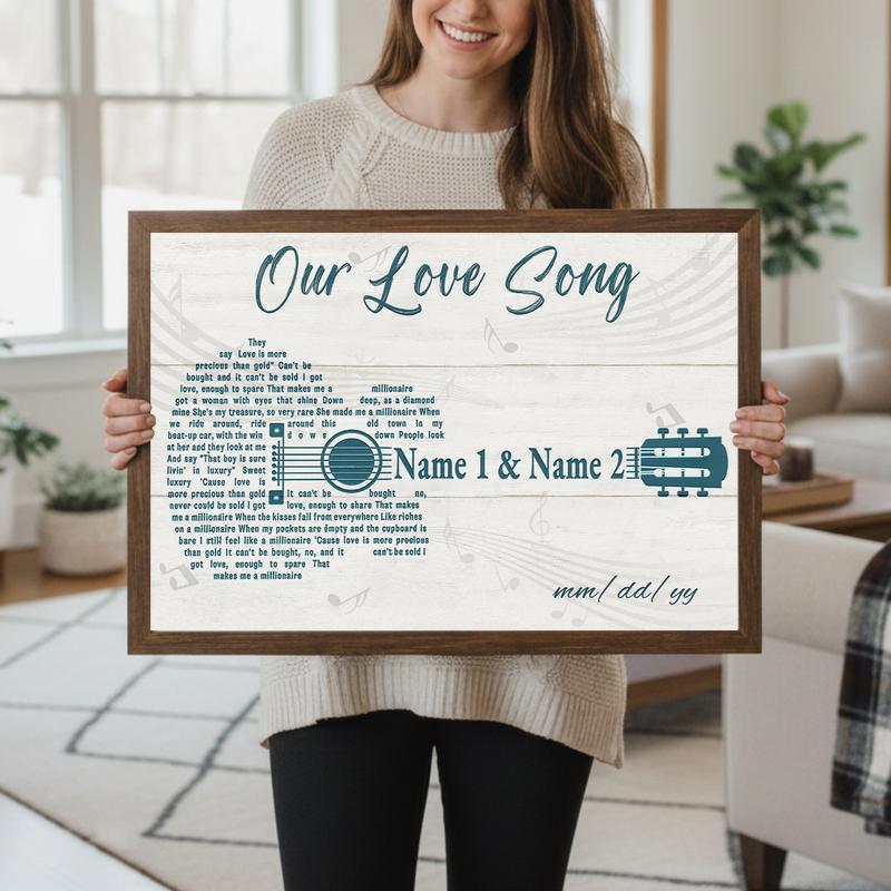 Custom Names & Date, Romantic Guitar - Our Love Song Canvas