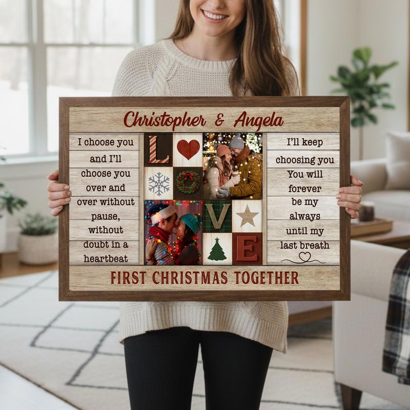 Custom Newlywed Photo Canvas - First Christmas Together Keepsake
