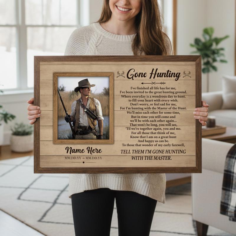Custom Sympathy Gift & Keepsake - Gone Hunting Memorial Canvas