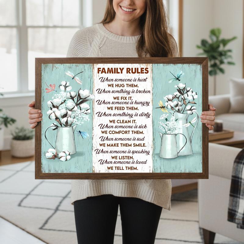 Principles & Dragonflies Inspirational Family Rules Wall Art