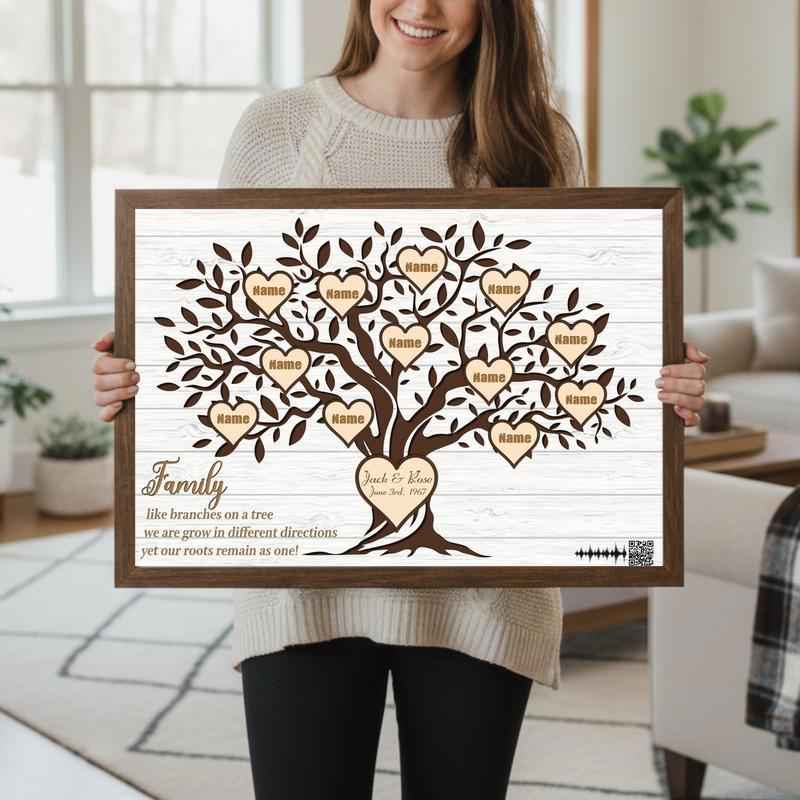 Personalized Family Love Rustic Canvas - Family Tree Story Art