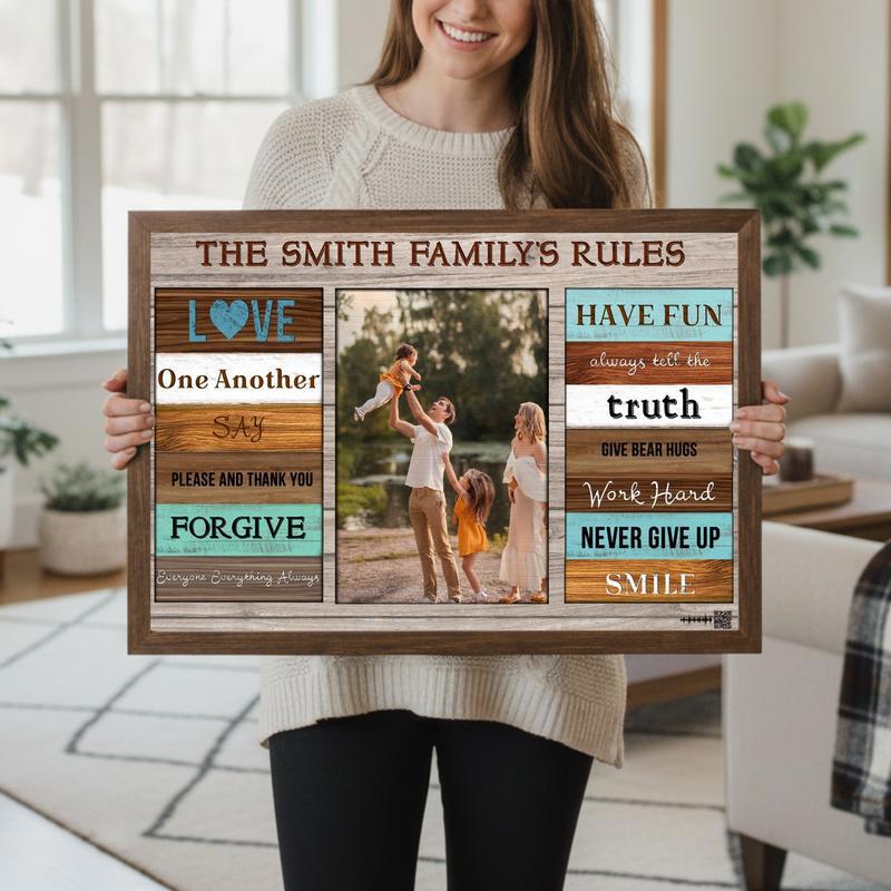 Home's Values Custom Family Rule Wall Art Canvas