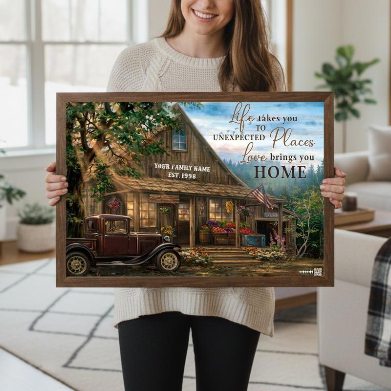 Unexpected Places Map Art Custom Family Name Canvas