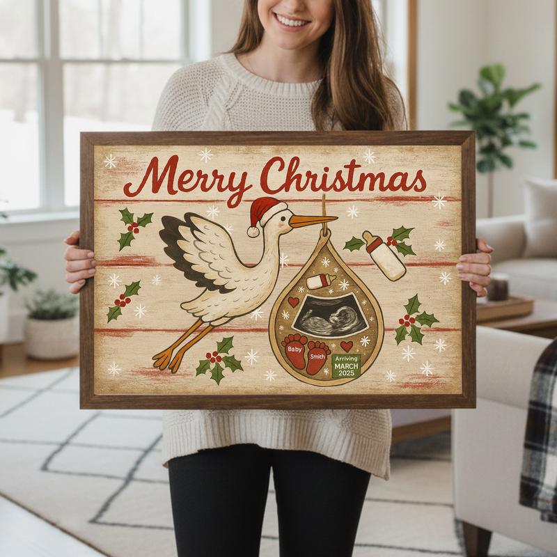 First Christmas Baby Announcement Ultrasound Keepsake Canvas