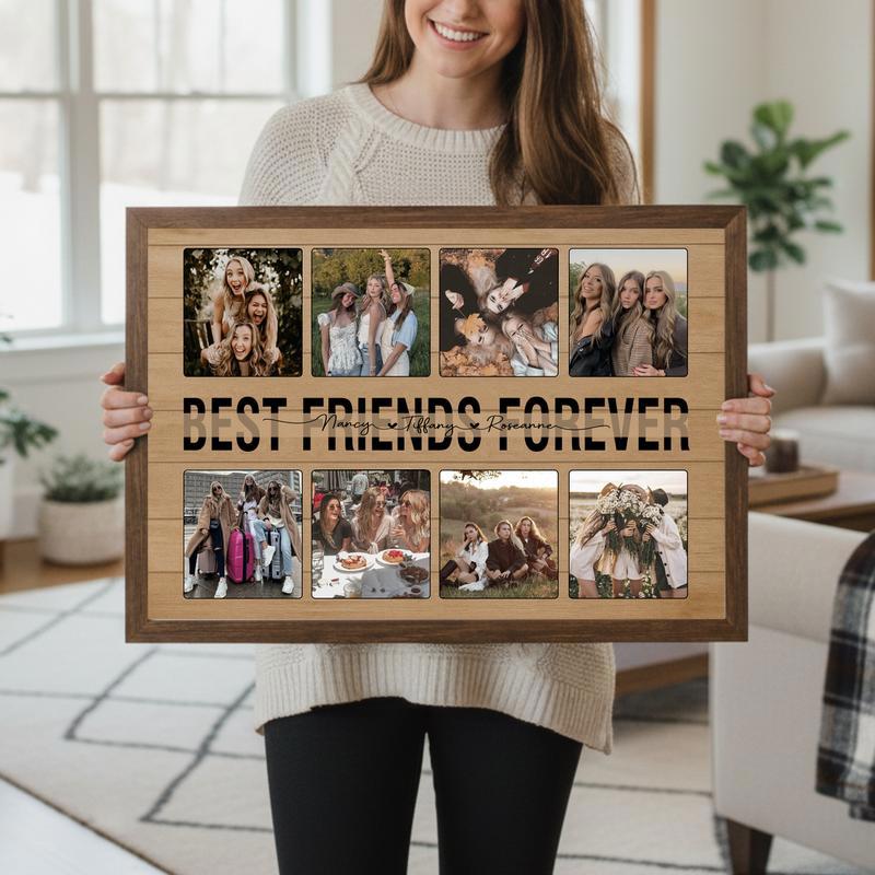 For My Bestie - Personalized Rustic Photo Keepsake Canvas