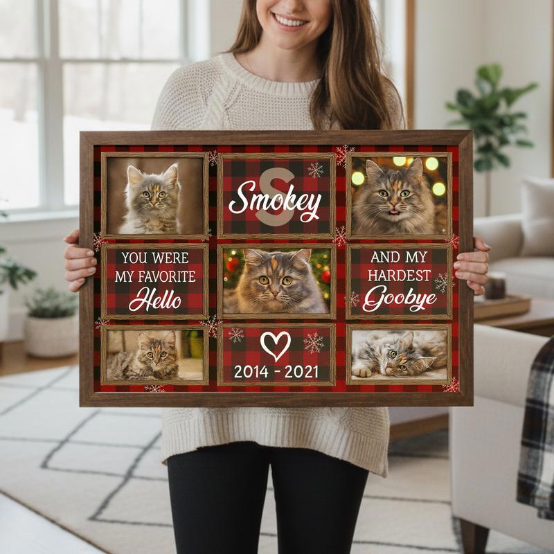 Forever Loved Cat Photo Memorial Christmas Farmhouse Canvas