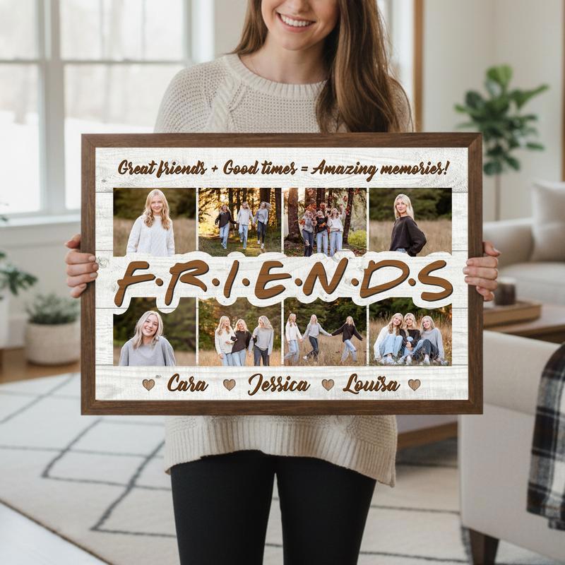 Friendship's Heartfelt Keepsake, Custom Photo Collage Canvas