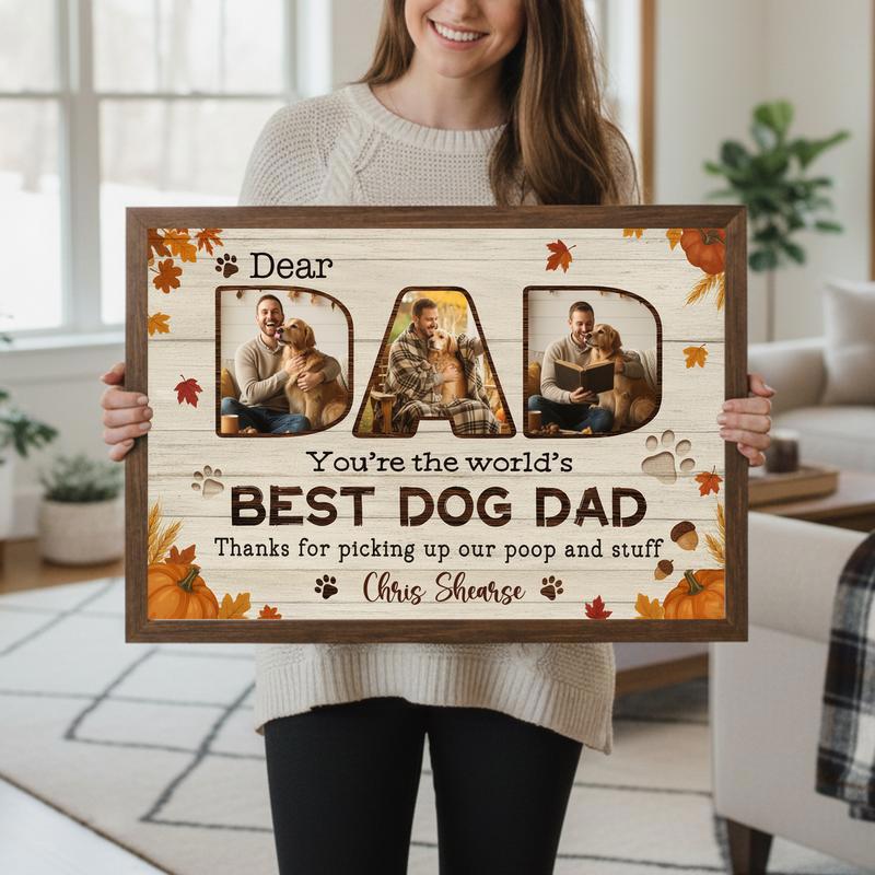 Fun Gift Father’s Day - Custom Best Dog Dad Photo Collage Canvas
