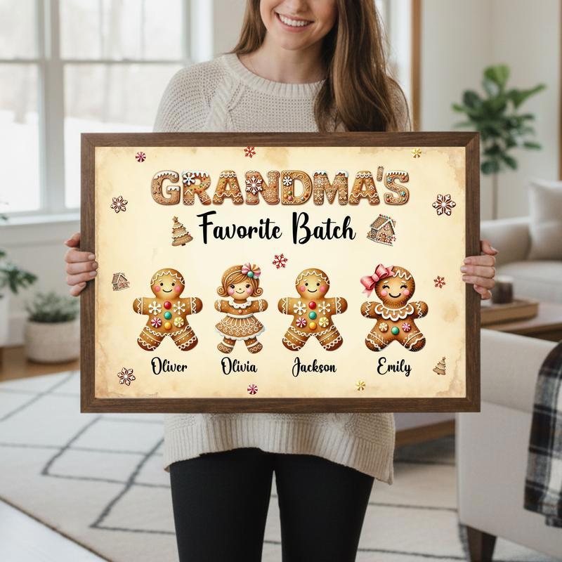 Gingerbread Family Wall Art - Custom Grandma Christmas Canvas