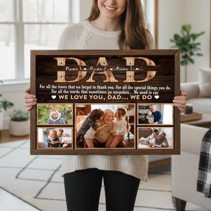 Dad's 5-Photo Christmas Keepsake Personalized Canvas Gift