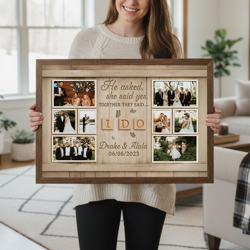 "I Do" Custom Photo Collage - Personalized Newlywed Canvas