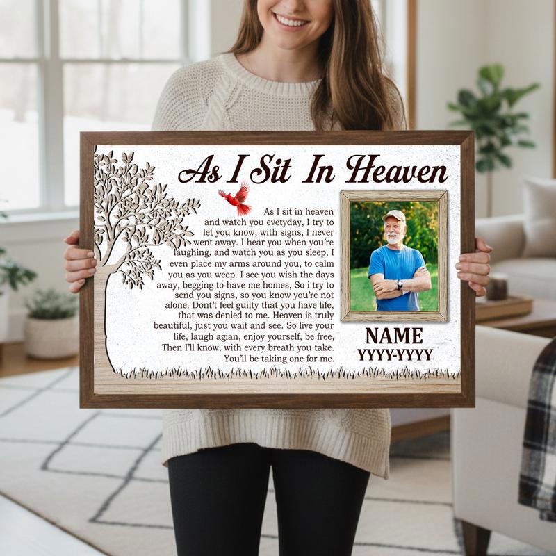 Loved One Memorial Keepsake - Heaven Poem & Custom Photo Canvas
