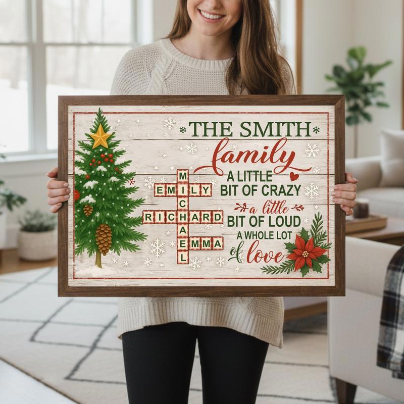 Meaningful Christmas Gift - Custom Family Name Crossword Canvas