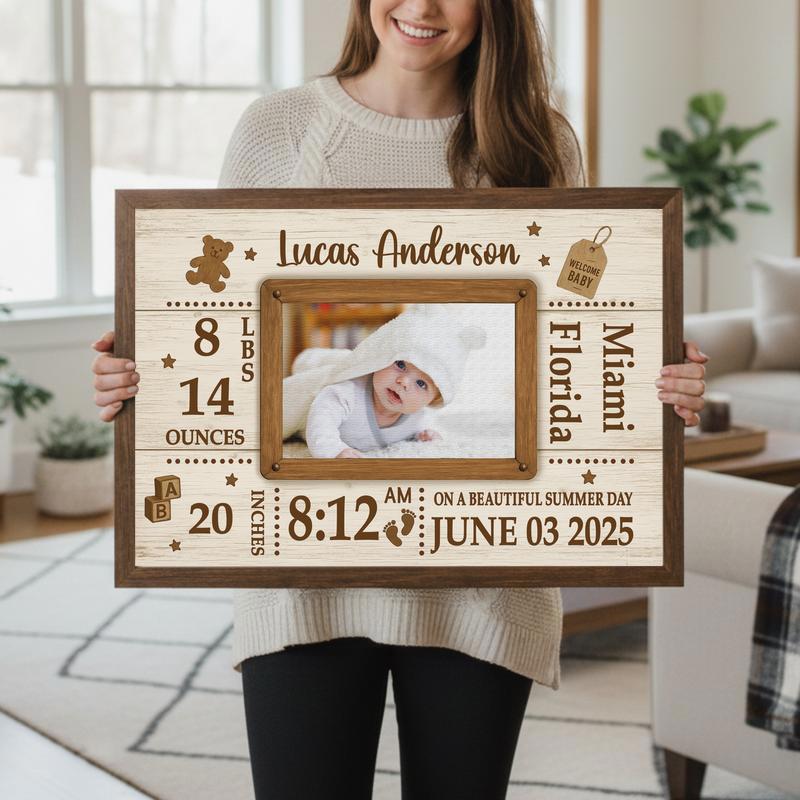 Milestone Baby Canvas - Personalized Newborn Gift Photo Frame